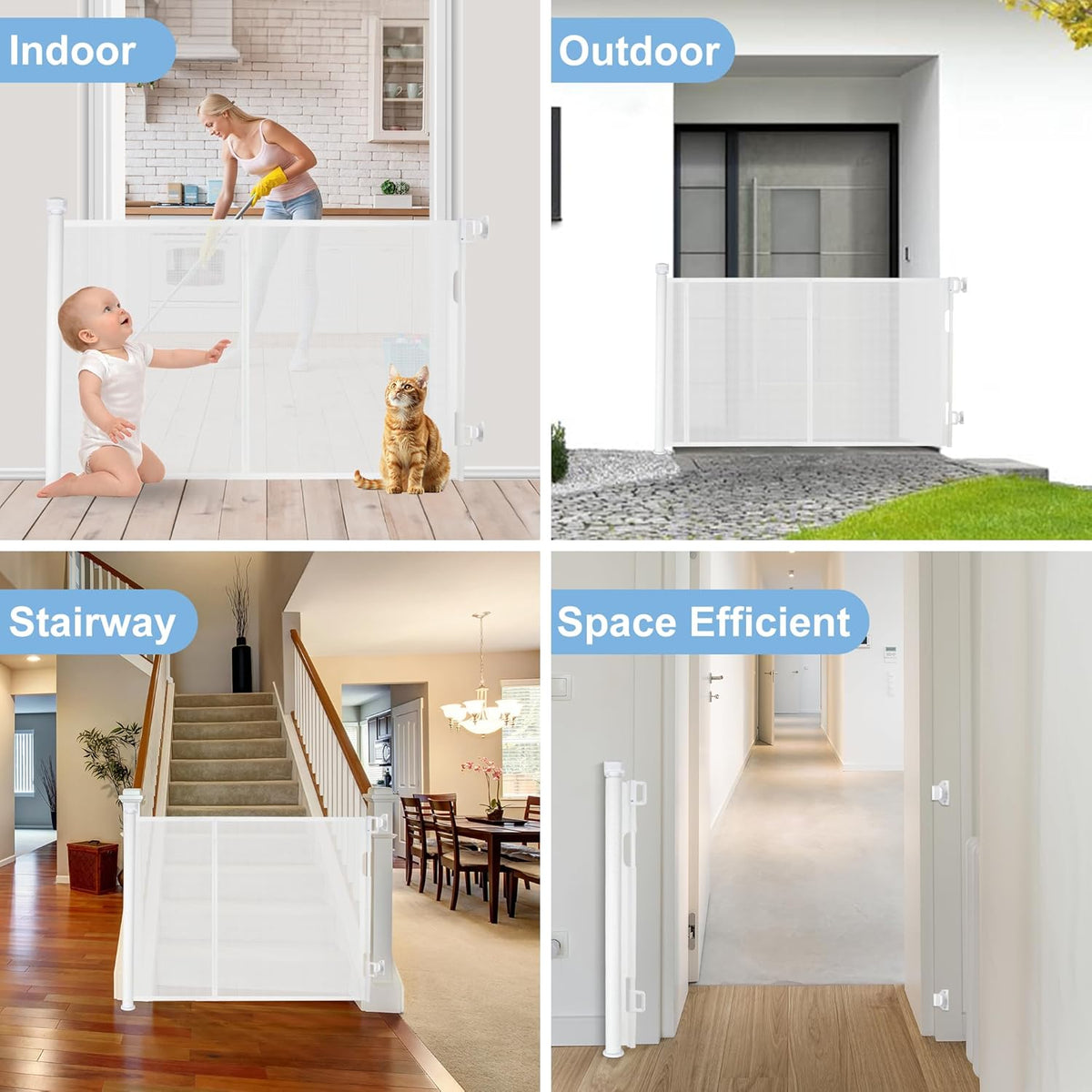New Colbabe 55 Inches Retractable Baby Gate, 34 Inches Tall Extra Wide Pet Gate for Stairs - Kidsy