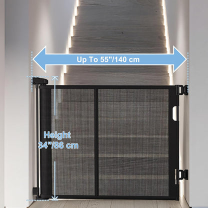 New Colbabe 55 Inches Retractable Baby Gate, 34 Inches Tall Extra Wide Pet Gate for Stairs - Kidsy