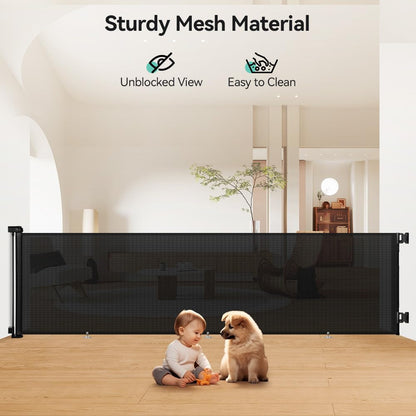 New COMOMY 118" Retractable Baby Gates Extra Wide (Black) - Kidsy