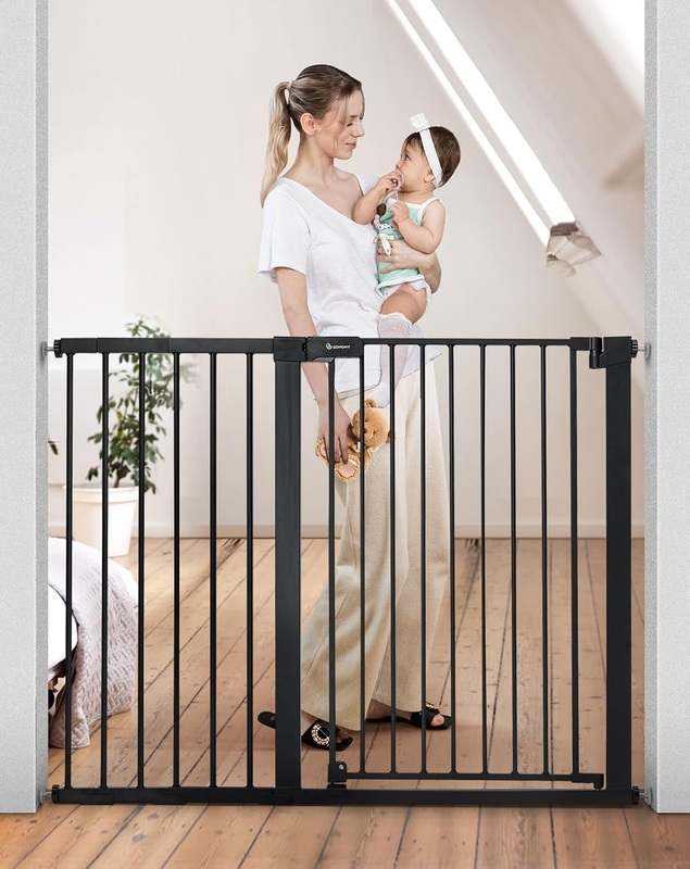 New COMOMY 36" Extra Tall Baby Gate 29.5" to 48.8" Wide (Black)