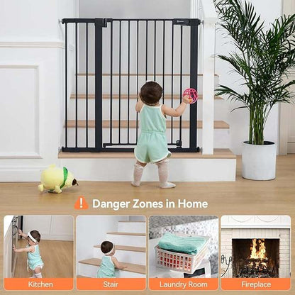New COMOMY 29.5" to 48.8" Wide, 36" Extra Tall Baby Gate (Black) - Kidsy