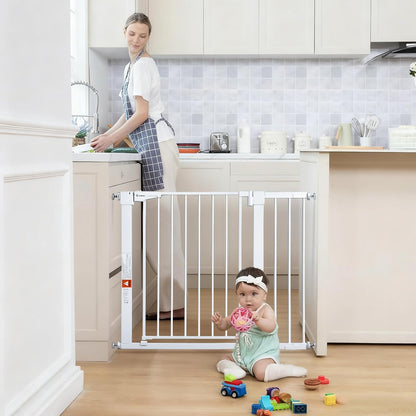 New COMOMY 30" Tall Baby Gate for Stairs Doorways, Fits Openings 29.5" to 40.5" Wide (White) - Kidsy