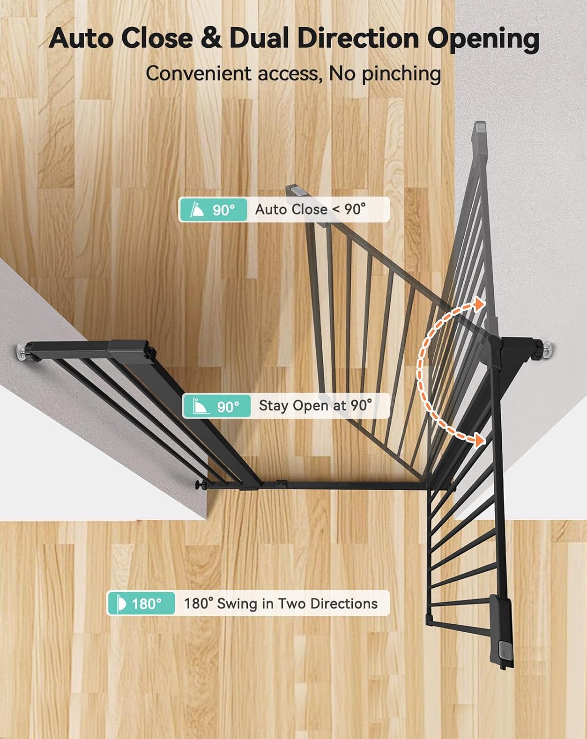 New COMOMY 42" Extra Tall Baby Gate for Stairs Doorways, Fits Openings 29.5" to 40.6" Wide (Black) - Kidsy