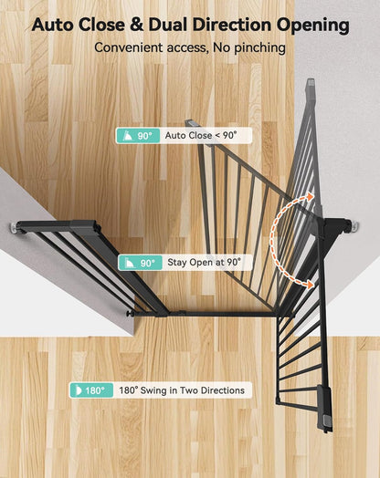 New COMOMY 42" Extra Tall Baby Gate for Stairs Doorways, Fits Openings 29.5" to 40.6" Wide (Black) - Kidsy