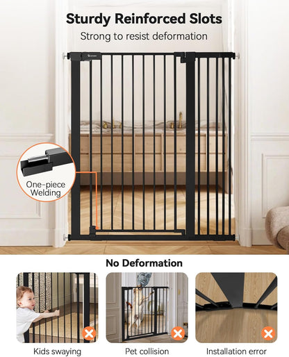New COMOMY 42" Extra Tall Baby Gate for Stairs Doorways, Fits Openings 29.5" to 40.6" Wide (Black) - Kidsy