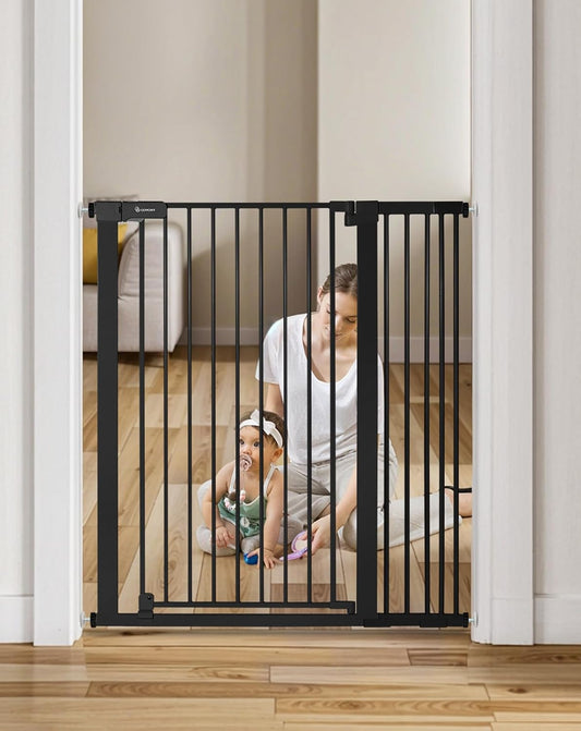 New COMOMY 42" Extra Tall Baby Gate for Stairs Doorways, Fits Openings 29.5" to 40.6" Wide (Black) - Kidsy