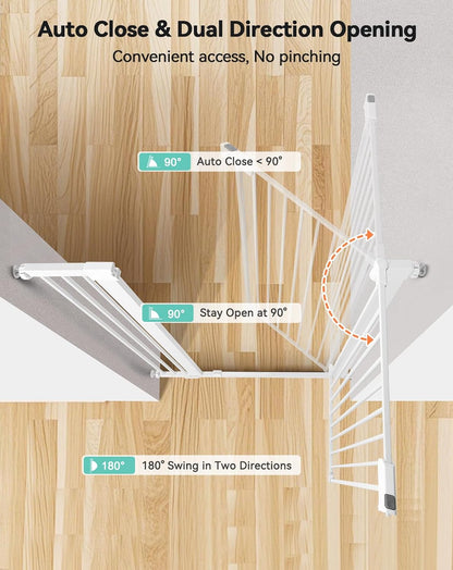 New COMOMY 42" Extra Tall Baby Gate for Stairs Doorways, Fits Openings 29.5" to 40.6" Wide (White) - Kidsy