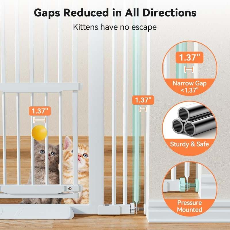 New COMOMY 55.1" Extra Tall & Wide Pet Gate for Cats (29.5 - 40.6" | White) - Kidsy