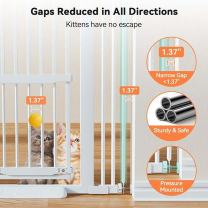 New COMOMY 55.1" Extra Tall & Wide Pet Gate for Cats (29.5 - 40.6" | White) - Kidsy