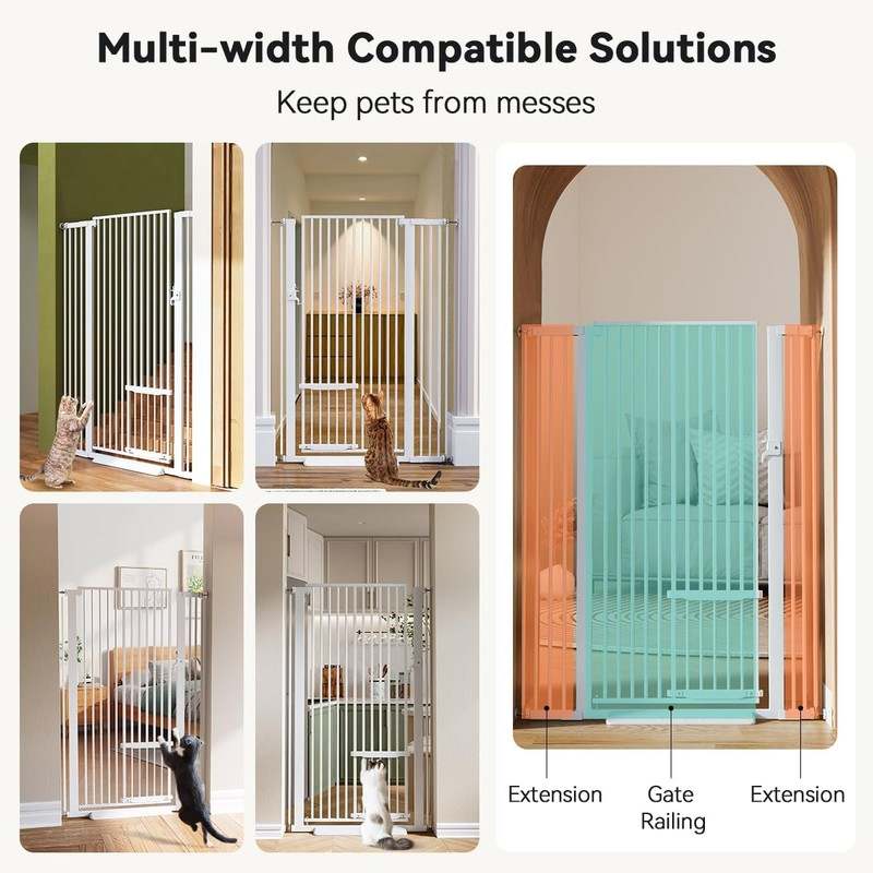 New COMOMY 55.1" Extra Tall & Wide Pet Gate for Cats (29.5 - 40.6" | White) - Kidsy