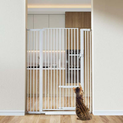 New COMOMY 55.1" Extra Tall & Wide Pet Gate for Cats (29.5 - 40.6" | White) - Kidsy
