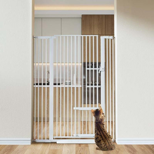 New COMOMY 55.1" Extra Tall & Wide Pet Gate for Cats (29.5 - 40.6" | White) - Kidsy