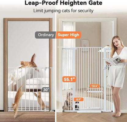 New COMOMY 55.1" Extra Tall & Wide Pet Gate for Cats (29.5 - 40.6" | White) - Kidsy
