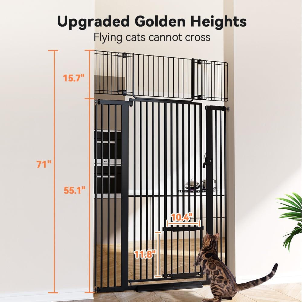 New COMOMY 71" Extra Tall Pet Gate (29.5 - 40.6", Black) - Kidsy