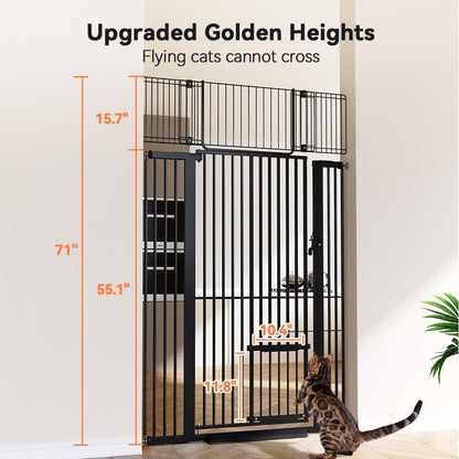 New COMOMY 71" Extra Tall Pet Gate (29.5 - 40.6", Black) - Kidsy