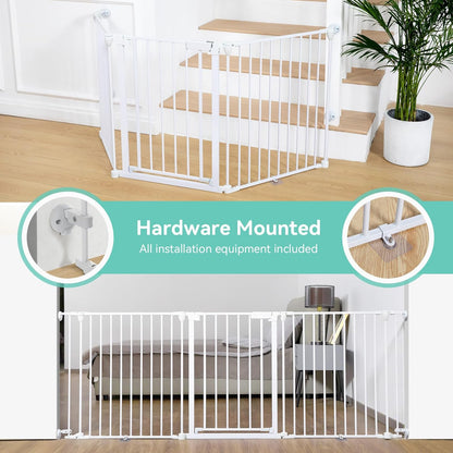 New COMOMY 80" Extra Wide Baby Gate 3 - Panel Walk - Through 30" Tall (White) - Kidsy