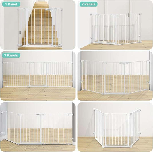 New COMOMY 80" Extra Wide Baby Gate, Dog Gate (30" Tall, White) - Kidsy