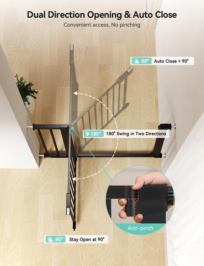 New COMOMY Baby Gate, 29.5–46 Inches with Auto Close (Black) - Kidsy