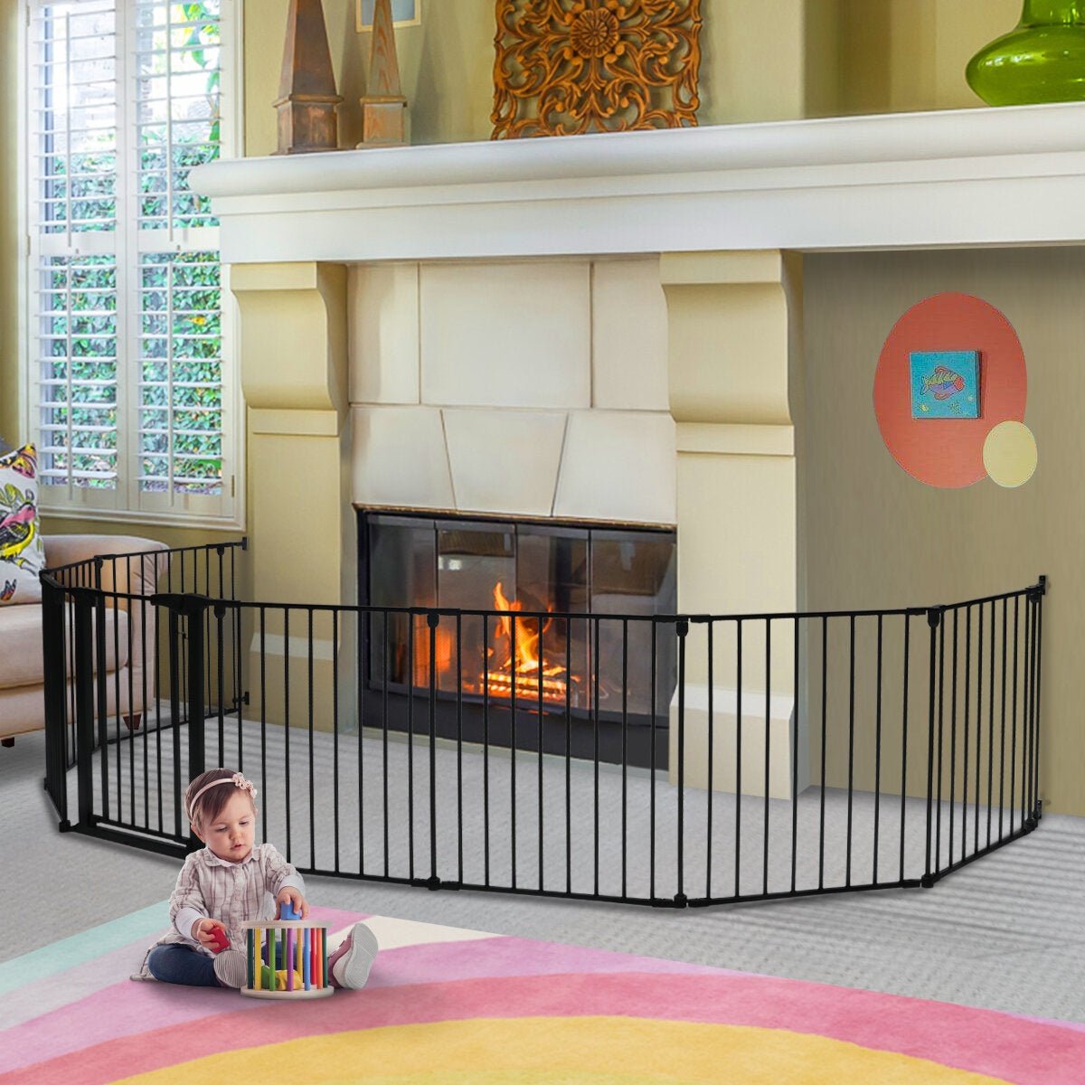 New Comomy Extra Wide Baby Safety Gate Play Yard, 198 Inch (8 - Panel, Black) - Kidsy