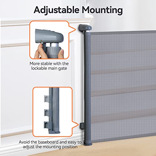 New COMOMY Retractable Baby Gate 55" Extra Wide (Grey) - Kidsy