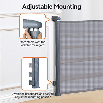 New COMOMY Retractable Baby Gate 55" Extra Wide (Grey) - Kidsy