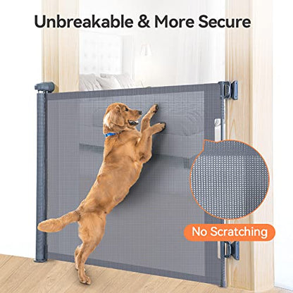 New COMOMY Retractable Baby Gate 55" Extra Wide (Grey) - Kidsy