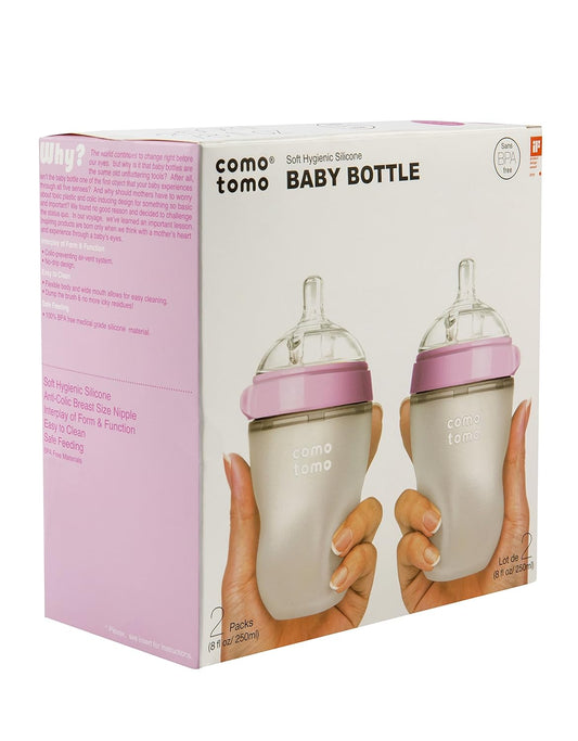 New Comotomo Natural Feel Baby Bottle, 8 oz (Pink, 4 - Pack) - Kidsy