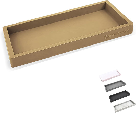 New Countertop and Vanity Tray – Small 7.7” Silicone Tray (Tan) - Kidsy