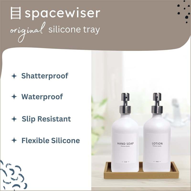 New Countertop and Vanity Tray – Small 7.7” Silicone Tray (Tan) - Kidsy