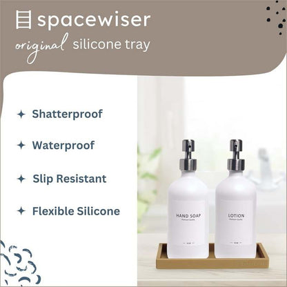 New Countertop and Vanity Tray – Small 7.7” Silicone Tray (Tan) - Kidsy