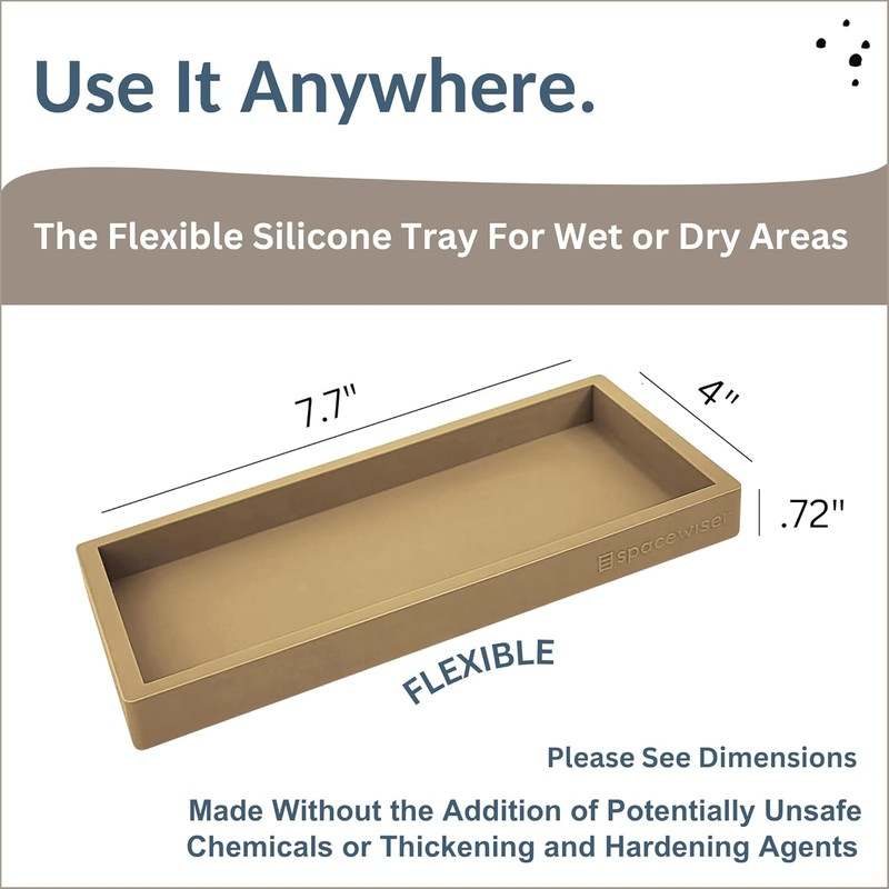 New Countertop and Vanity Tray – Small 7.7” Silicone Tray (Tan) - Kidsy