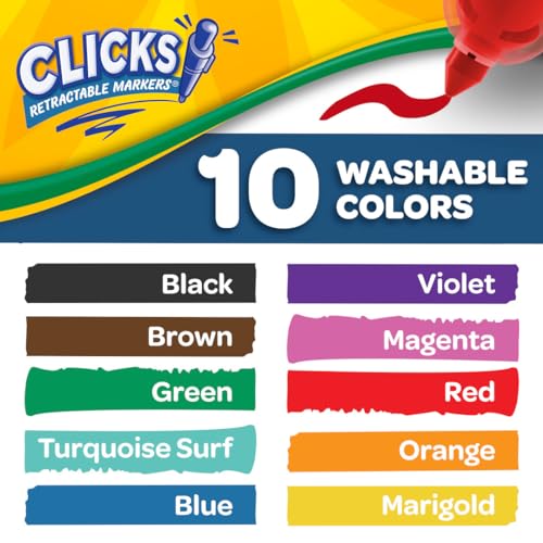 New Crayola Clicks Retractable Tip Washable Markers - Kidsy