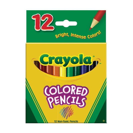 New Crayola Colored Pencils – Short barrel, 3.3 mm tip, set of 12 (Assorted Colors) - Kidsy