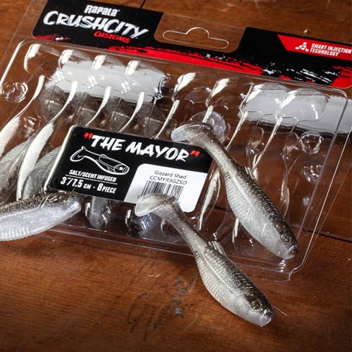 New CrushCity Mayor Soft Plastic Paddle Tail Swimbait, Strong Kicking Action for Swim Jigs, Underspins & Bass Fishing, 3", Black Blue Green Pumpkin - Kidsy