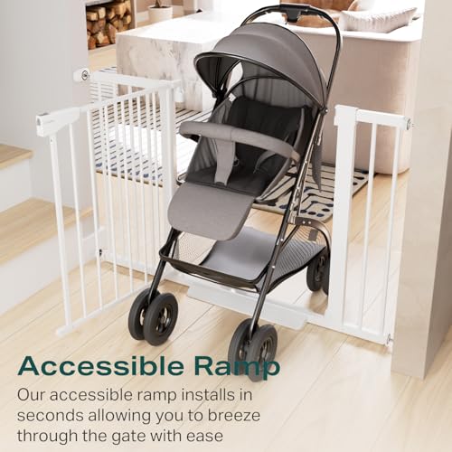 New Cumbor Baby Gate for Stairs 29.7" to 46" Wide (White) - Kidsy