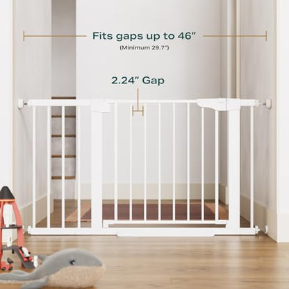 New Cumbor Baby Gate for Stairs 29.7" to 46" Wide (White) - Kidsy
