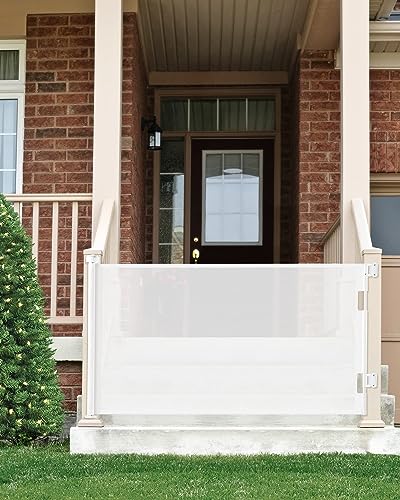 New Cumbor Baby Gate Retractable Gates for Stairs Pet Gate Up to 55" Wide (White) - Kidsy
