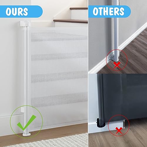 New Cumbor Baby Gate Retractable Gates for Stairs Pet Gate Up to 55" Wide (White) - Kidsy