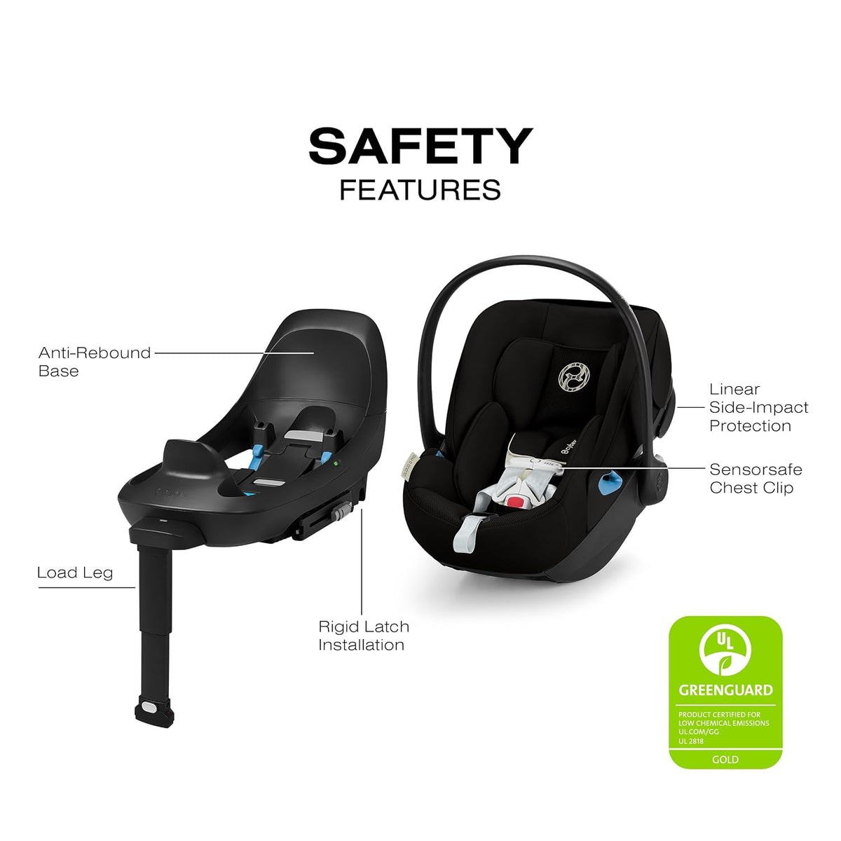 New Cybex Cloud G Pro Infant Car Seat with SensorSafe (Moon Black) - Kidsy