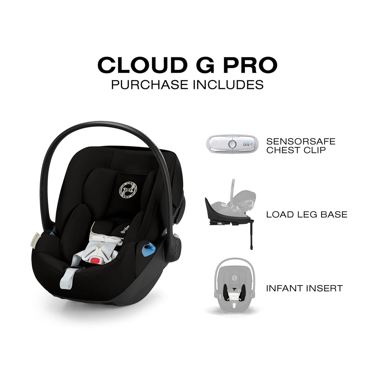 New Cybex Cloud G Pro Infant Car Seat with SensorSafe (Moon Black) - Kidsy