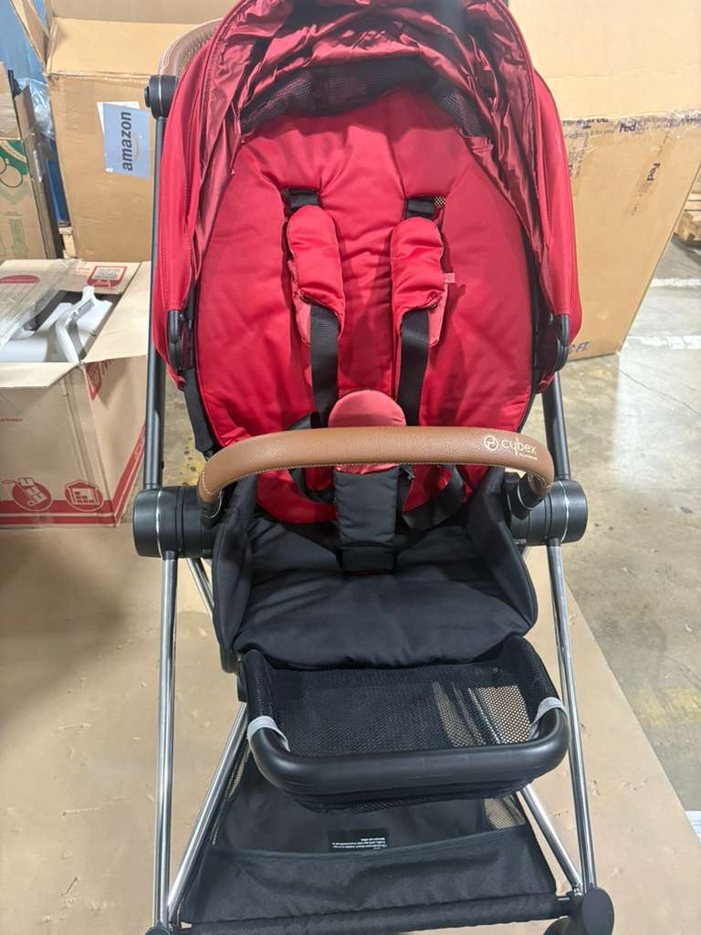 New Cybex Mios 2 Complete Stroller (True Red Seat with Chrome/Brown Frame) - Kidsy
