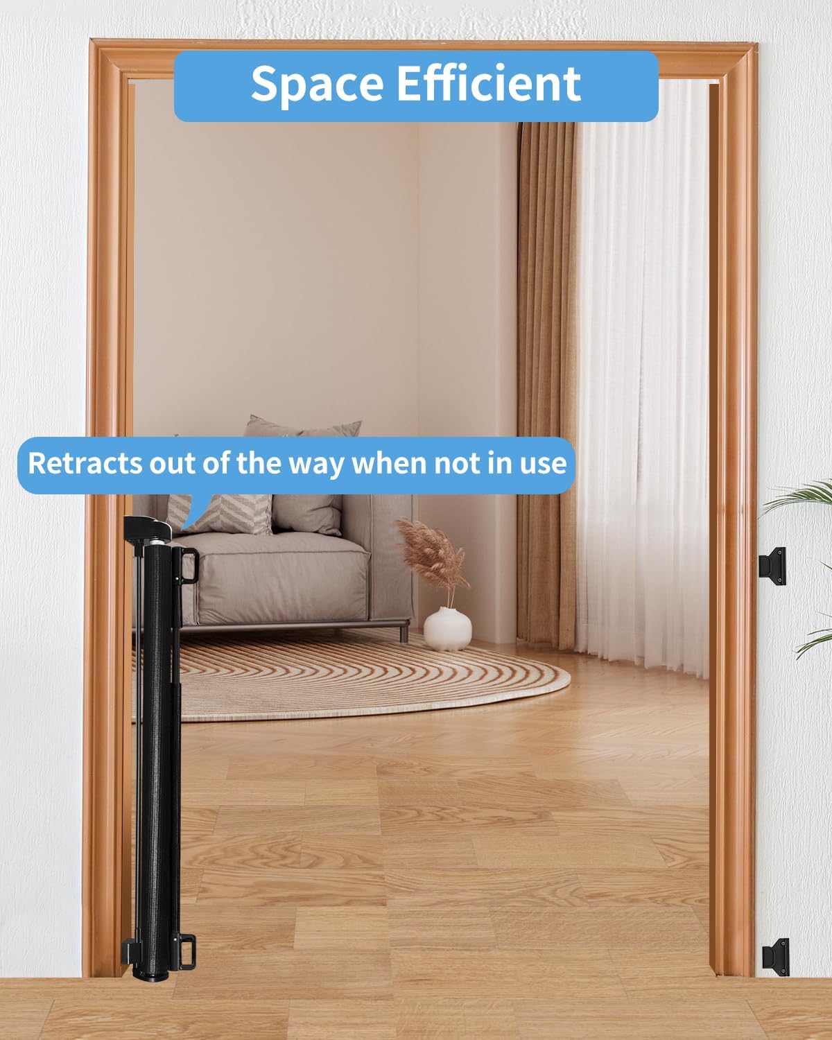 New DEAR LOV Retractable Baby Gate 33" x 55" - 2 Pack (Black) - Kidsy