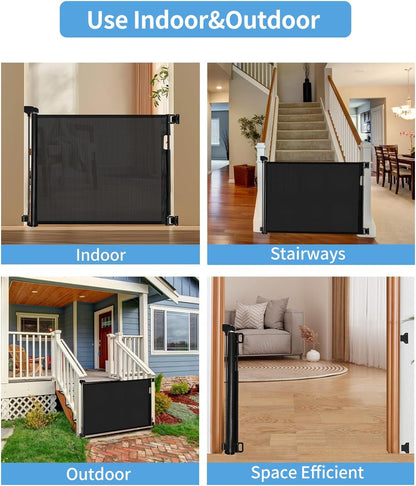 New DEAR LOV Retractable Baby Gate 33" x 55" - 2 Pack (Black) - Kidsy