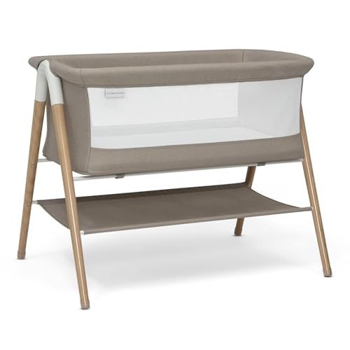 New Delta Children Bondi Beechwood Bedside Bassinet (Tan) - Kidsy