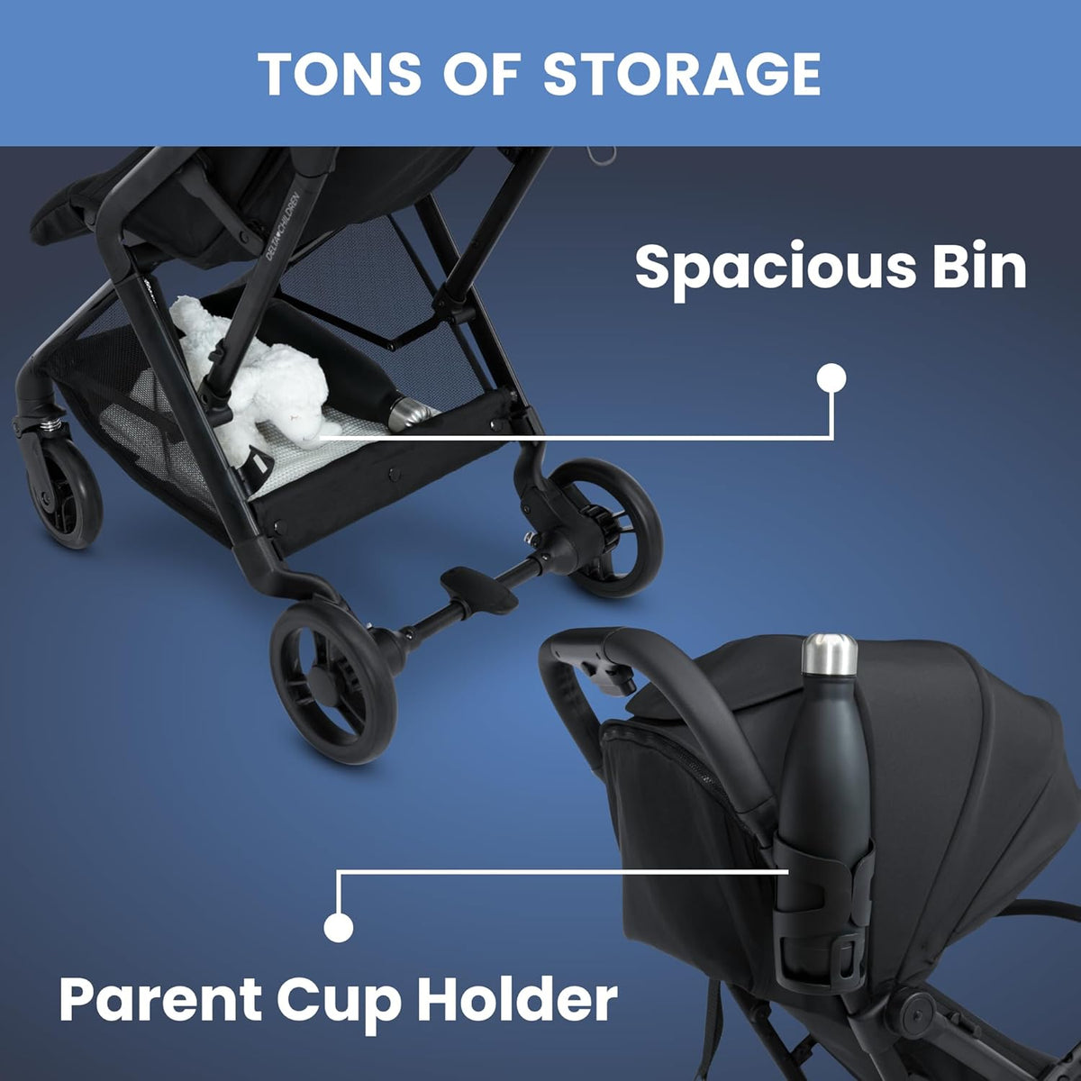 New Delta Children Icon Ultra Compact Travel Stroller with One-Hand Fold (Black) - Kidsy