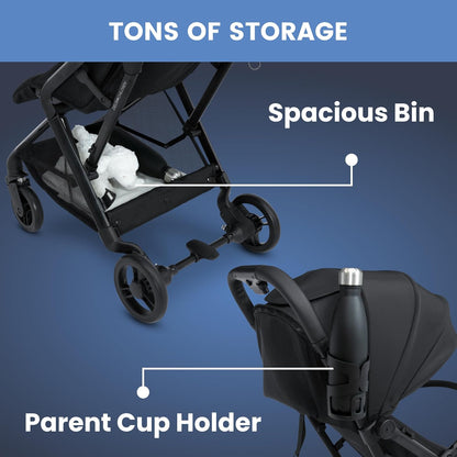 New Delta Children Icon Ultra Compact Travel Stroller with One-Hand Fold (Black) - Kidsy
