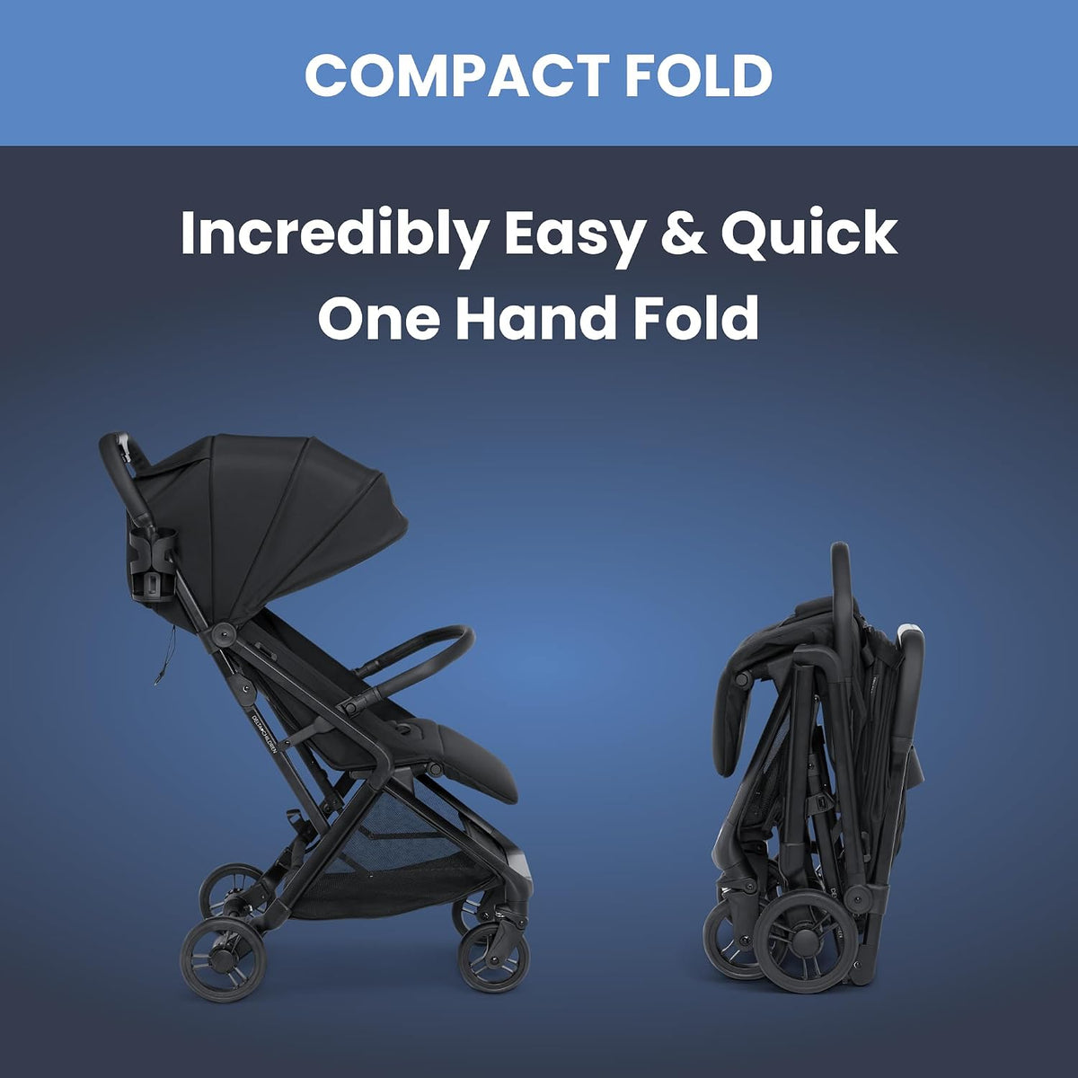 New Delta Children Icon Ultra Compact Travel Stroller with One-Hand Fold (Black) - Kidsy