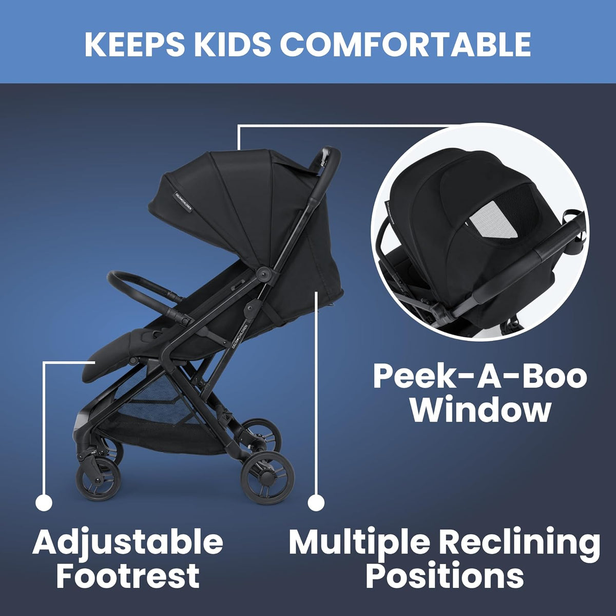New Delta Children Icon Ultra Compact Travel Stroller with One-Hand Fold (Black) - Kidsy