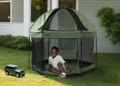 New Delta Children Jeep Hexagon Pop Up Play Yard with Removable Canopy (Olive Green) - Kidsy