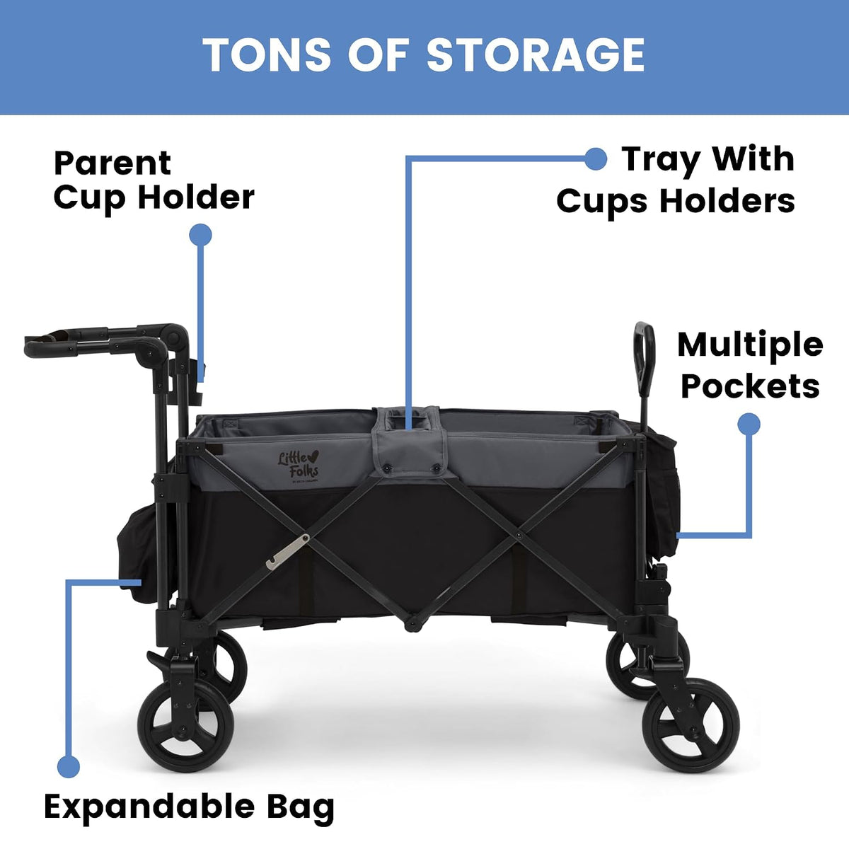 New Delta Children Little Folks City Wagon Cruiser (Black/Grey) - Kidsy